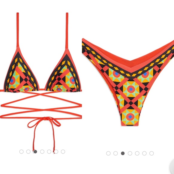 WeWoreWhat Cooper Wrap Bikini Top & Delilah Bikini Bottom Mosaic Print size S - Picture 7 of 7